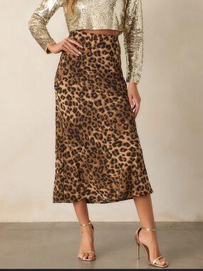 Red Dress Boutique Leopard Print Midi Skirt in Brown and Black